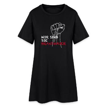 Wir sind die Brandmauer - Frauen T-Shirt-Kleid - Schwarz - Vorne