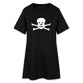 Willy Wolf - Lächelnder Totenkopf - Frauen T-Shirt-Kleid - Schwarz - Vorne