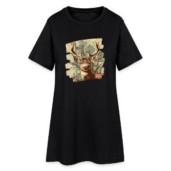 Cerf avec bois - Robe T-shirt Femme - noir - Devant