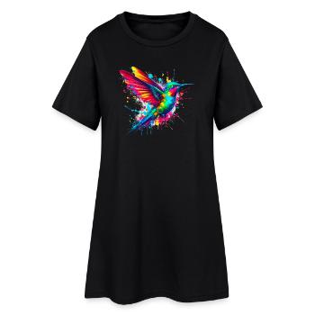 Kolibri - Frauen T-Shirt-Kleid - Schwarz - Vorne