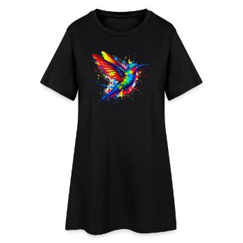 Kolibri - Frauen T-Shirt-Kleid - Schwarz - Vorne