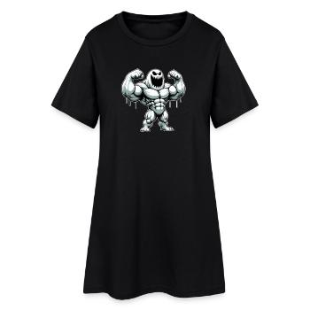 Weißes Monster - Muskeln lustiges Design 2026 - Frauen T-Shirt-Kleid - Schwarz - Vorne