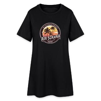 Ain Sokhna Égypte Plage Palmiers Design - Robe T-shirt Femme - noir - Devant