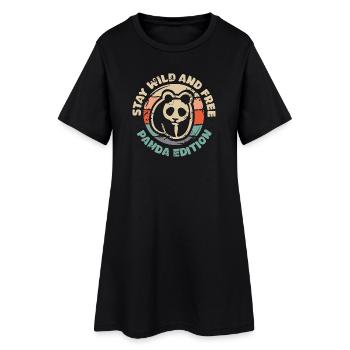 Restez sauvage et libre - Panda Edition Retro Design - Robe T-shirt Femme - noir - Devant