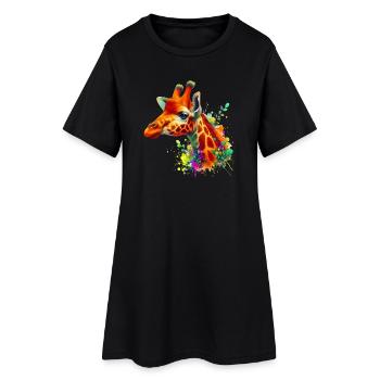Giraffe - Frauen T-Shirt-Kleid - Schwarz - Vorne