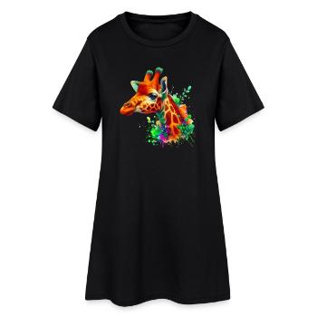 Giraffe - Frauen T-Shirt-Kleid - Schwarz - Vorne
