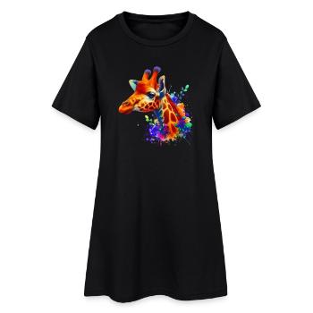 Giraffe - Frauen T-Shirt-Kleid - Schwarz - Vorne