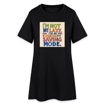 Ich bin nicht faul - ich bin im Energiesparmodus - Frauen T-Shirt-Kleid - Schwarz - Vorne