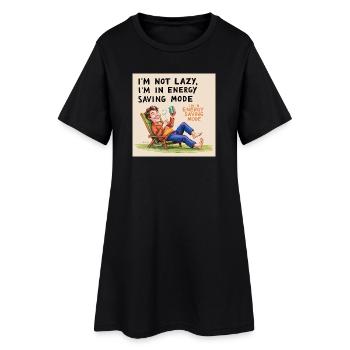 Ich bin nicht faul ich bin im Energiesparmodus - Frauen T-Shirt-Kleid - Schwarz - Vorne