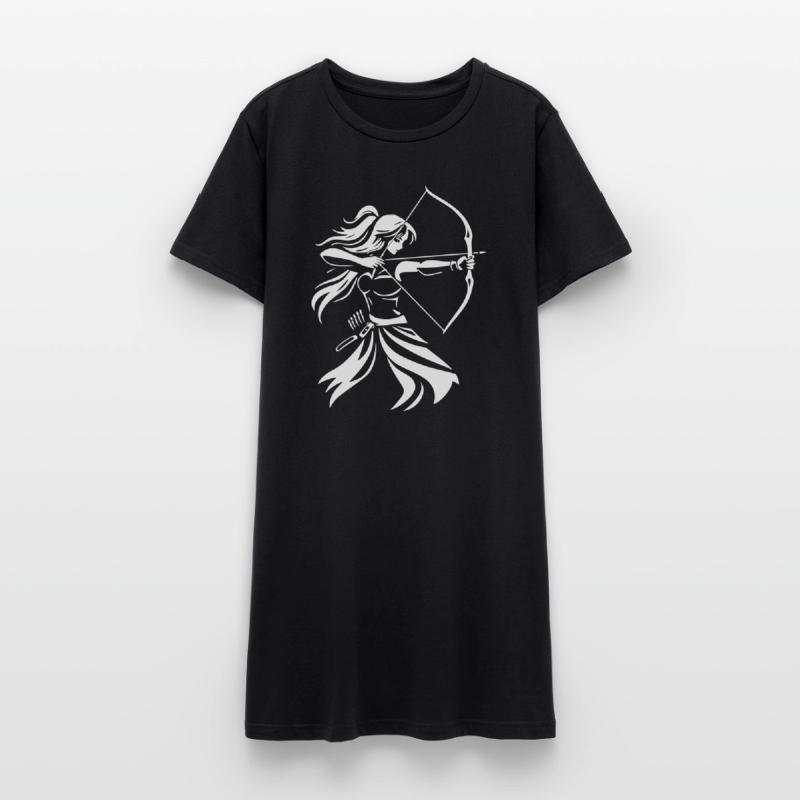 Bogenschütze-Silhouette mit Bogen Frauen T-Shirt-Kleid
