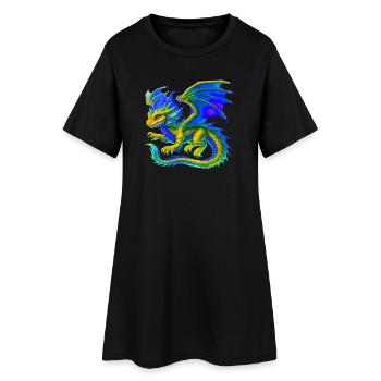 Drache - Frauen T-Shirt-Kleid - Schwarz - Vorne
