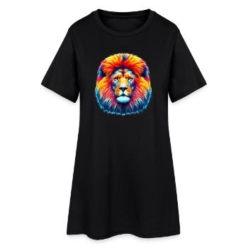 Löwe - Frauen T-Shirt-Kleid - Schwarz - Vorne