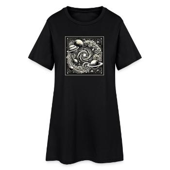 Univers Cosmique Style Rétro - Robe T-shirt Femme - noir - Devant