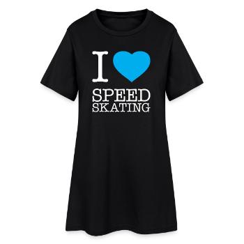 I LOVE SPEED SKATING Eisschnellauf - Frauen T-Shirt-Kleid - Schwarz - Vorne