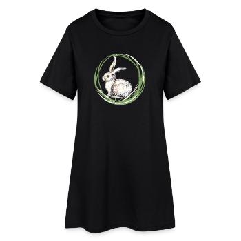Motif lapin - Robe T-shirt Femme - noir - Devant