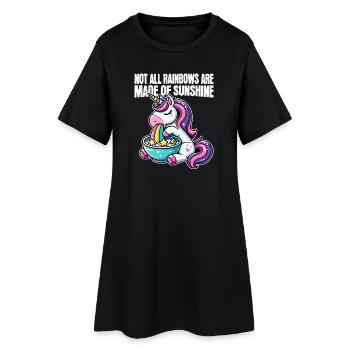 Lustiges Einhorn – Nicht alle Regenbögen - Frauen T-Shirt-Kleid - Schwarz - Vorne