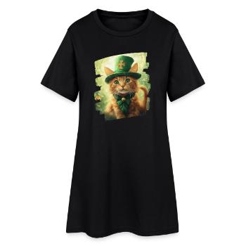 St Patrick's Day Cat - Women’s T-Shirt Dress - black - Front