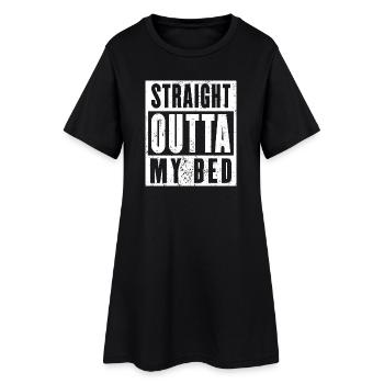 Straight Outta My Bed Shirt, Langschläfer - Frauen T-Shirt-Kleid - Schwarz - Vorne