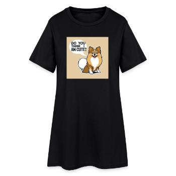 Drôle de chien de Poméranie - Pensez-vous que je suis mignon ? - Robe T-shirt Femme - noir - Devant