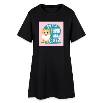 Chien de Poméranie « Pensez-vous que je suis mignon ? » - Robe T-shirt Femme - noir - Devant