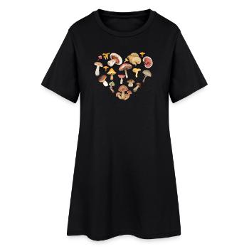 Champignons en forme de cœur.T-shirt pour cueilleur de champignons - Robe T-shirt Femme - noir - Devant
