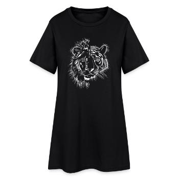 halb Löwe halb Tiger - Frauen T-Shirt-Kleid - Schwarz - Vorne