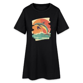 Dauphin - Robe T-shirt Femme - noir - Devant