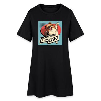 Drôle de chien de Poméranie - Pensez-vous que je suis mignon ? - Robe T-shirt Femme - noir - Devant