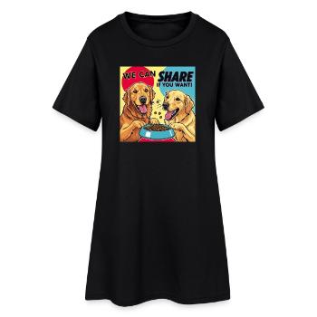 Comic Dogs - We Can Share If You Want - Women’s T-Shirt Dress - black - Front