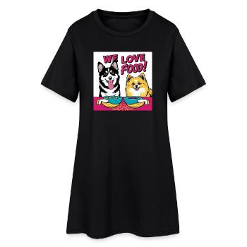 Chiens comiques - Nous aimons la nourriture - Robe T-shirt Femme - noir - Devant