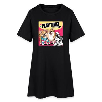 Chiens de bande dessinée - Temps de jeu - Robe T-shirt Femme - noir - Devant