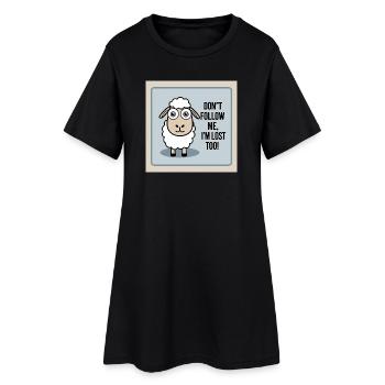 Moutons « Ne me suis pas – moi aussi je suis perdu ! » - Robe T-shirt Femme - noir - Devant