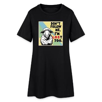 Moutons « Ne me suis pas – moi aussi je suis perdu ! » - Robe T-shirt Femme - noir - Devant