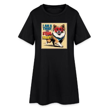 Chien de Poméranie « Je suis un voleur » - Robe T-shirt Femme - noir - Devant