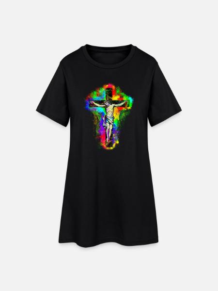 Croix de Jésus-Christ - Robe T-shirt Femme - noir