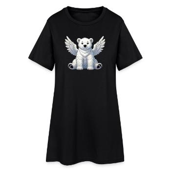 Mignon ours polaire ange dessin animé illustration animale - Robe T-shirt Femme - noir - Devant