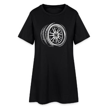 Conception sportive de la jante – Réglage du volant et du pneu - Robe T-shirt Femme - noir - Devant