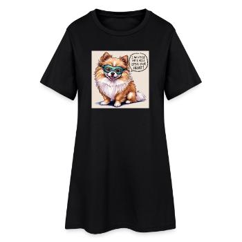 Chien de Poméranie « Je suis un voleur » - Robe T-shirt Femme - noir - Devant
