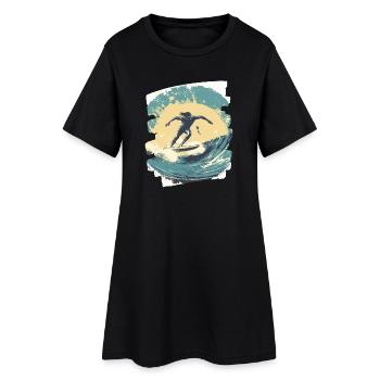 Surfeur - Robe T-shirt Femme - noir - Devant