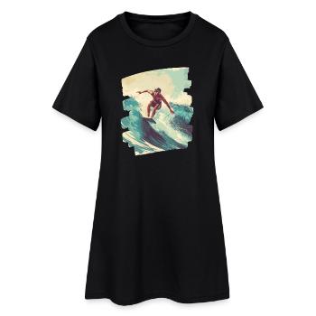 Surfeur - Robe T-shirt Femme - noir - Devant