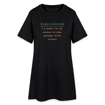 Situation sentimentale — siège retiré - Robe T-shirt Femme - noir - Devant
