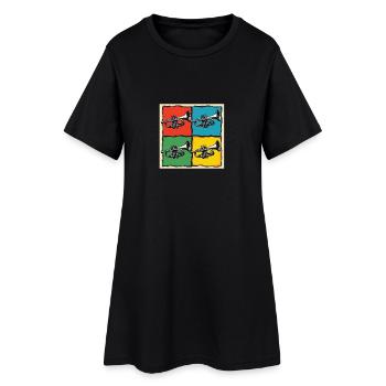 Bunte Trompete Pop-Art für Trompeter - Frauen T-Shirt-Kleid - Schwarz - Vorne