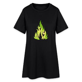 Flamme Verdoyante Feu Aquarelle - Robe T-shirt Femme - noir - Devant