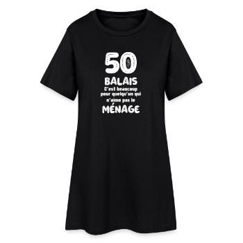 50 Balais: humour ménager décalé - Robe T-shirt Femme - noir - Devant