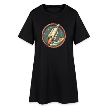 Fusée Rétro - Fusée Spatiale - Robe T-shirt Femme - noir - Devant