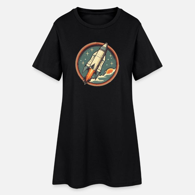 Fusée Rétro - Fusée Spatiale - Robe T-shirt Femme - noir
