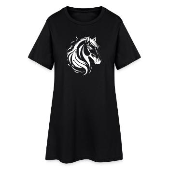 Dynamisches modernes Pferdeportrait - Frauen T-Shirt-Kleid - Schwarz - Vorne