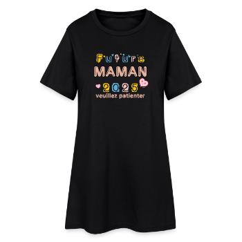Maman Futur 2025 Veuillez patienter - Robe T-shirt Femme - noir - Devant