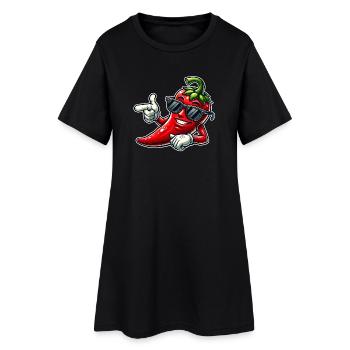 Piment frais - Robe T-shirt Femme - noir - Devant