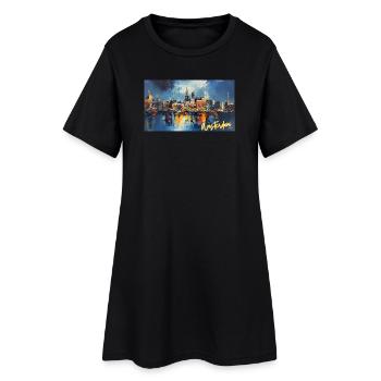 Amsterdam Nuit Bleue Skyline Abstrait - Robe T-shirt Femme - noir - Devant